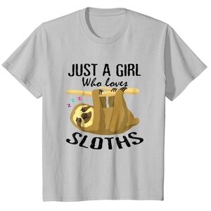 ⭐Gray sloth tee cute Just a girl who loves sloths medium⭐